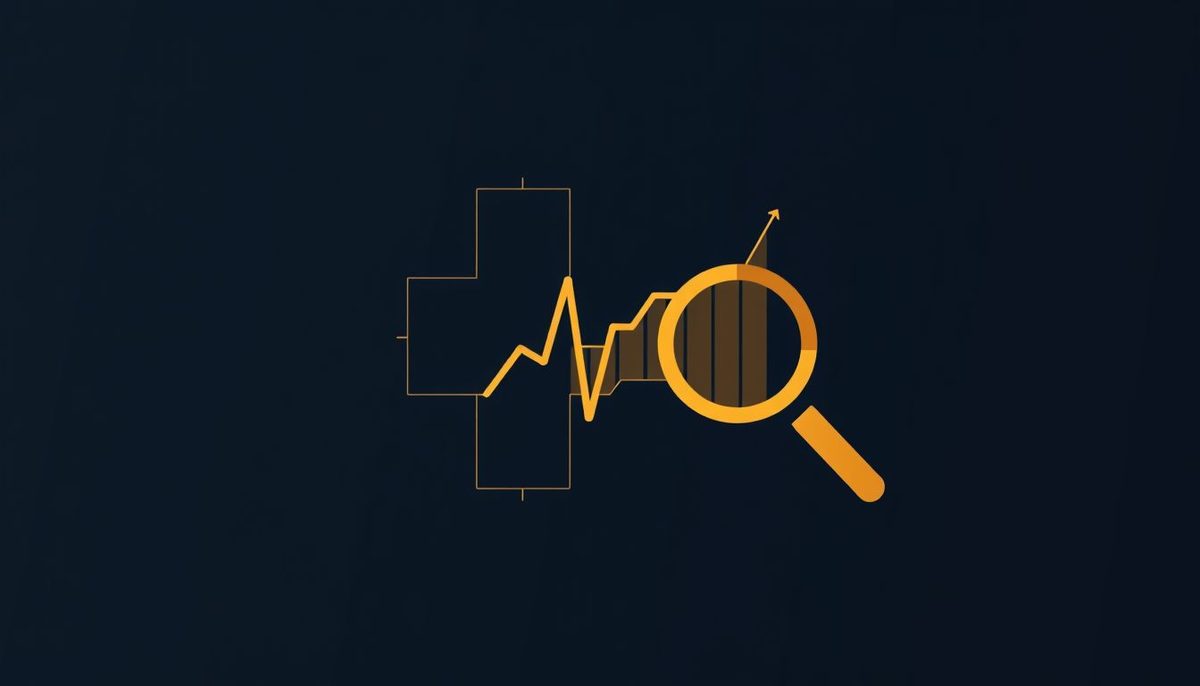 Ilustración abstracta editorial en azul oscuro y dorado que representa el marketing digital y la captación de pacientes para clínicas
